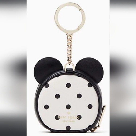 Kate Spade X Disney Minnie Mouse Coin Purse Key Fob Red Bow Polka Dot Bag Charm - Picture 4 of 15
